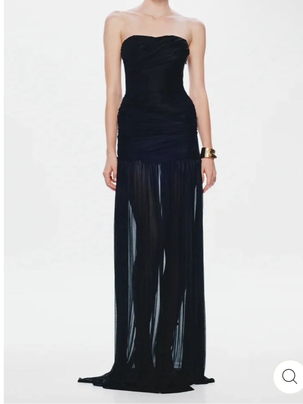 Misha Strapless Ruched Black Maxi Dress